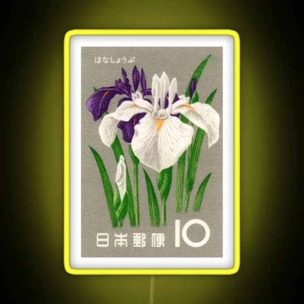 1961 Japan Iris Postage Stamp RGB Neon Sign