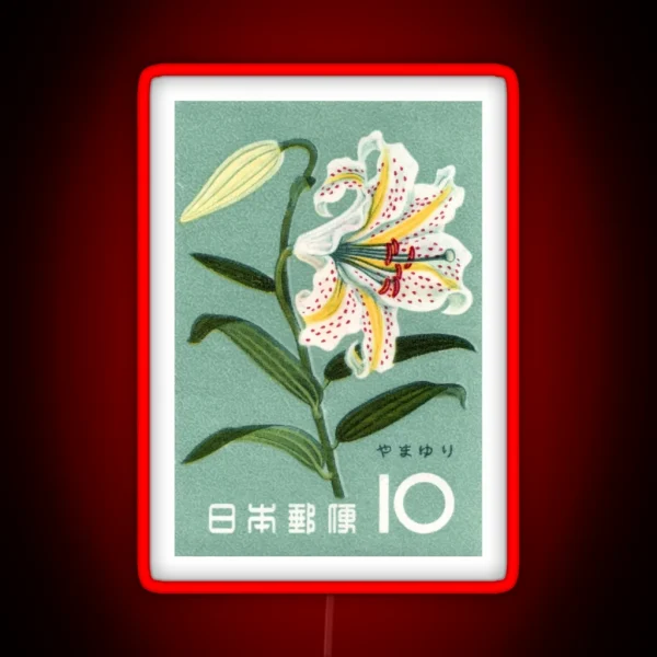 1961 Japan Lily Postage Stamp RGB Neon Sign