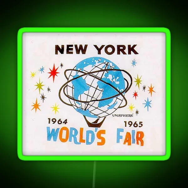 1964 New York World S Fair Poster Vintage Poster Unisphere Flushing Meadows NYC Vintage Travel Posters MCM Mid Century Modern RGB Neon Sign