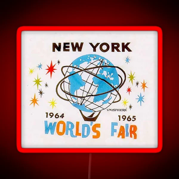 1964 New York World S Fair Poster Vintage Poster Unisphere Flushing Meadows NYC Vintage Travel Posters MCM Mid Century Modern RGB Neon Sign