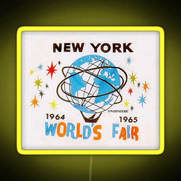 1964 New York World S Fair Poster Vintage Poster Unisphere Flushing Meadows NYC Vintage Travel Posters MCM Mid Century Modern RGB Neon Sign