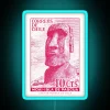 Vintage Chilean Easter Island Moai inspired colorful neon sign design