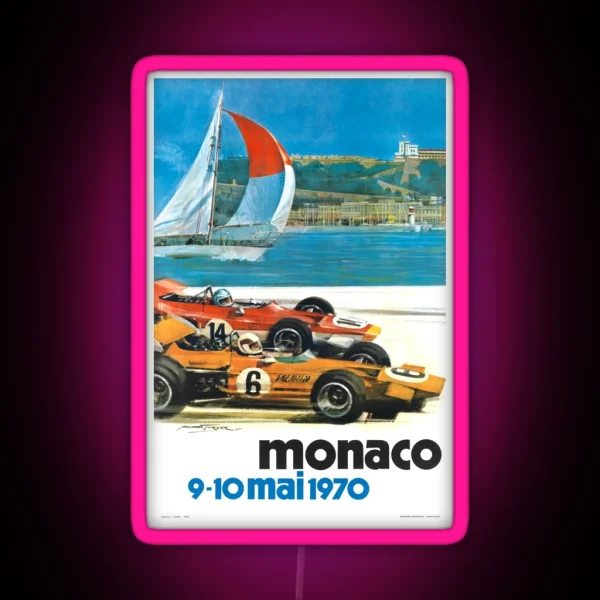 1970 Monaco Grand Prix Racing Poster RGB Neon Sign