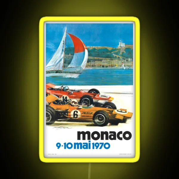 1970 Monaco Grand Prix Racing Poster RGB Neon Sign