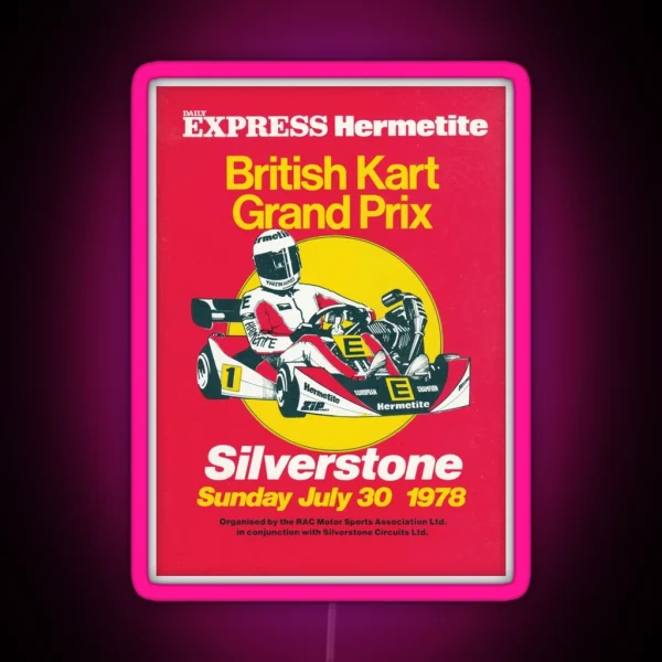 1978 British Kart Grand Prix Poster RGB Neon Sign