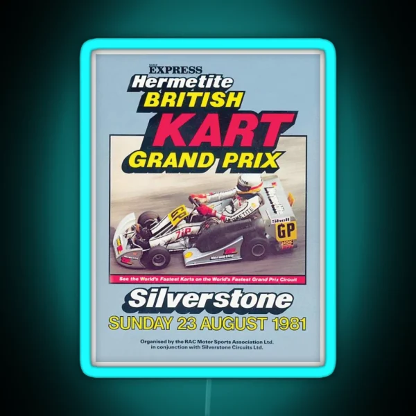 1981 British Kart Grand Prix Poster RGB Neon Sign