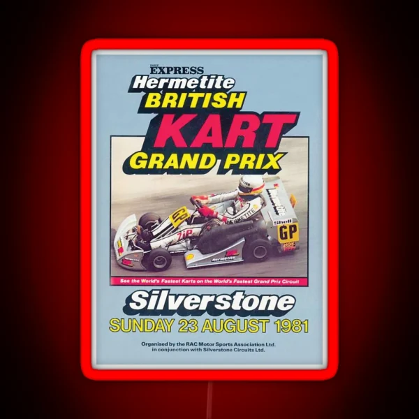 1981 British Kart Grand Prix Poster RGB Neon Sign