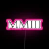 Vintage 2003 style, radiant RGB color changing neon sign display.