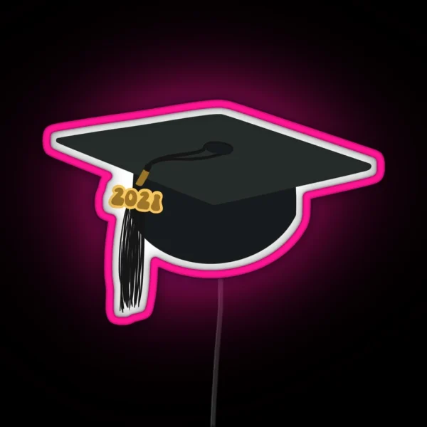 2021 Black Graduation Cap RGB Neon Sign