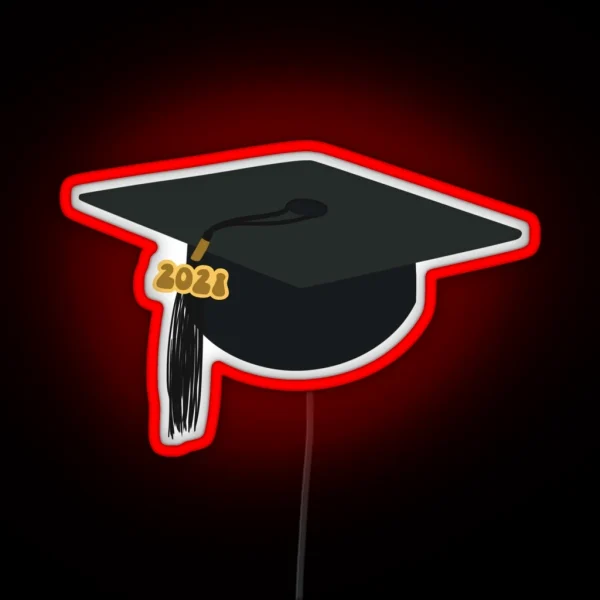 2021 Black Graduation Cap RGB Neon Sign