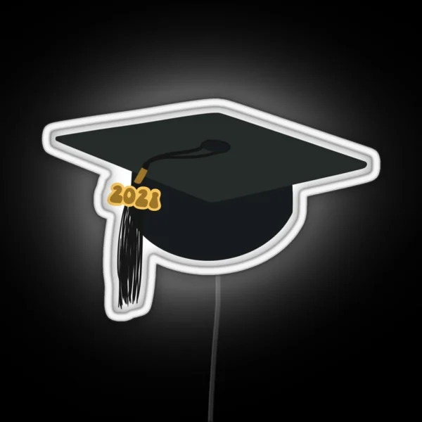 2021 Black Graduation Cap RGB Neon Sign