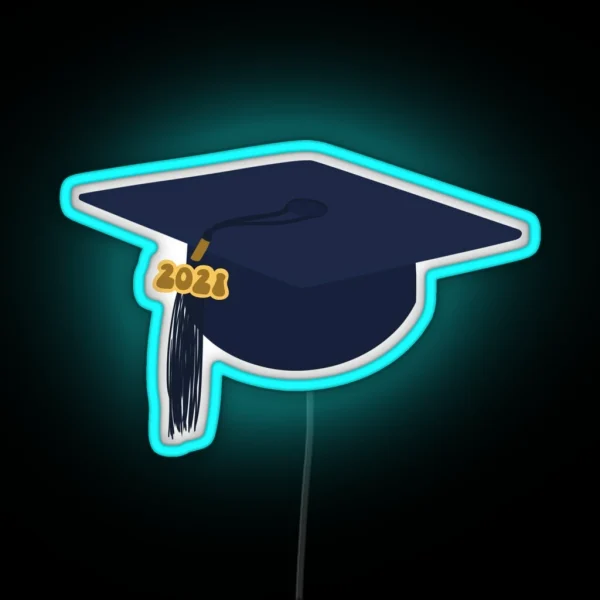 2021 Navy Graduation Cap RGB Neon Sign