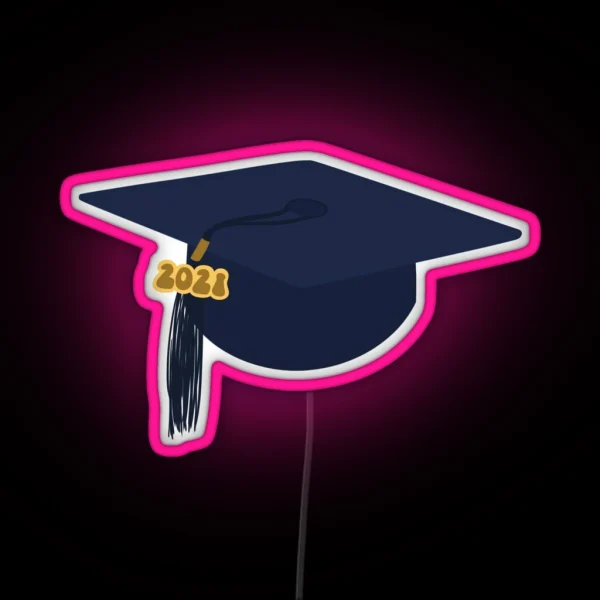 2021 Navy Graduation Cap RGB Neon Sign