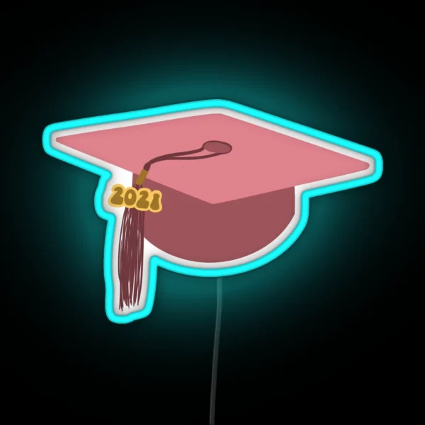 2021 Pink Graduation Cap RGB Neon Sign