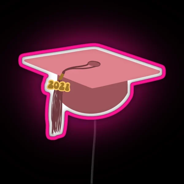 2021 Pink Graduation Cap RGB Neon Sign