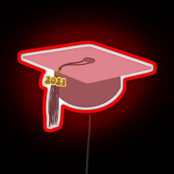 2021 Pink Graduation Cap RGB Neon Sign