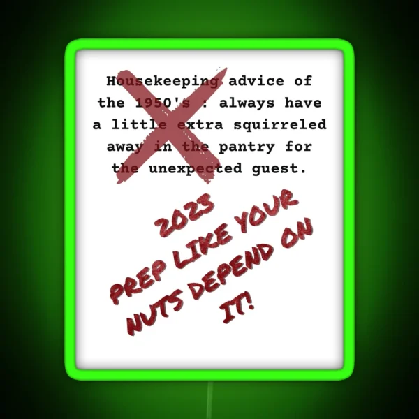 2023 Prep Like Your Nuts Depend On It SHTF RGB Neon Sign