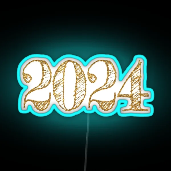 2024 Year Retro Gold RGB Neon Sign