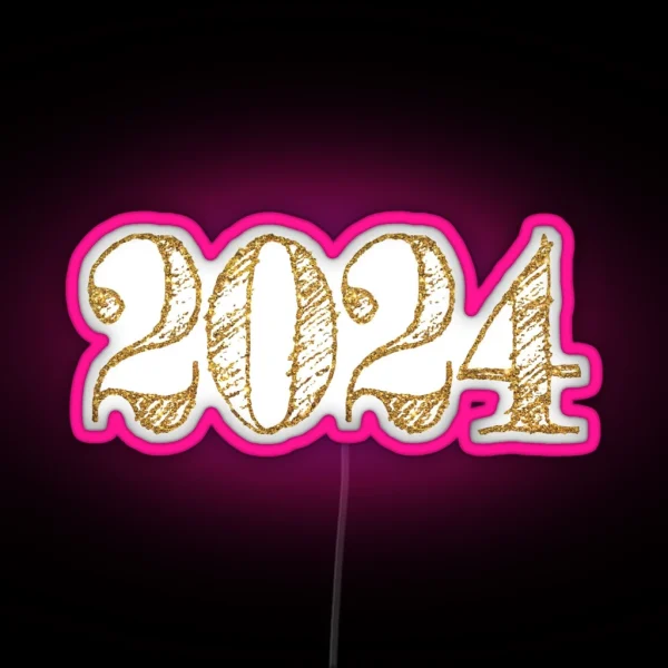 2024 Year Retro Gold RGB Neon Sign