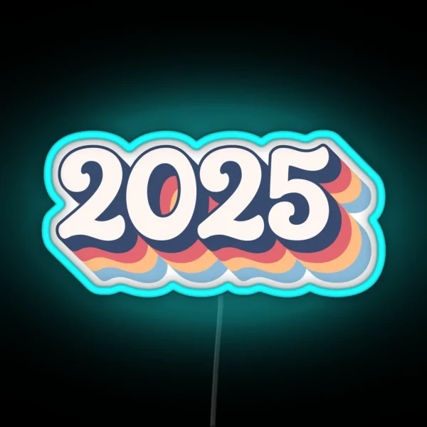 2025 Happy New Year Retro Rainbow Vintage RGB Neon Sign