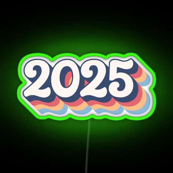 2025 Happy New Year Retro Rainbow Vintage RGB Neon Sign