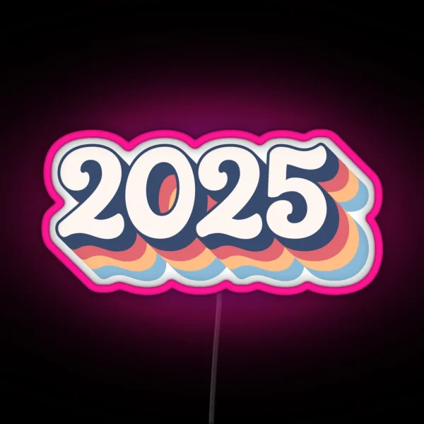 2025 Happy New Year Retro Rainbow Vintage RGB Neon Sign