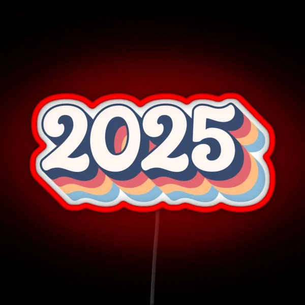 2025 Happy New Year Retro Rainbow Vintage RGB Neon Sign