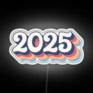 2025 Happy New Year Retro Rainbow Vintage RGB Neon Sign