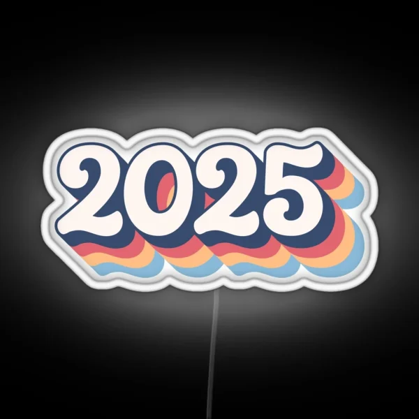 2025 Happy New Year Retro Rainbow Vintage RGB Neon Sign