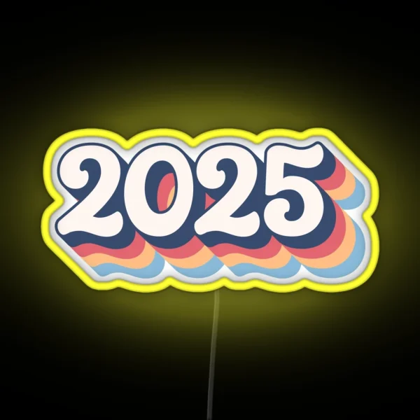 2025 Happy New Year Retro Rainbow Vintage RGB Neon Sign