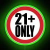 Neon bar age restriction sign with colorful RGB LED lighting