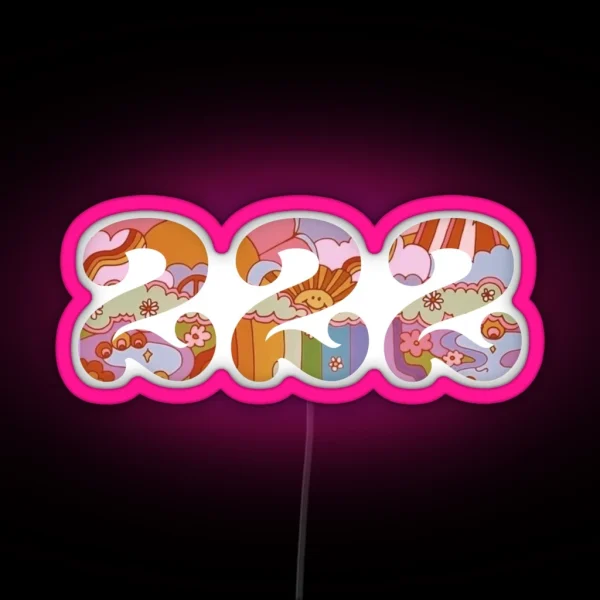 222 Angel Numbers Groovy RGB Neon Sign