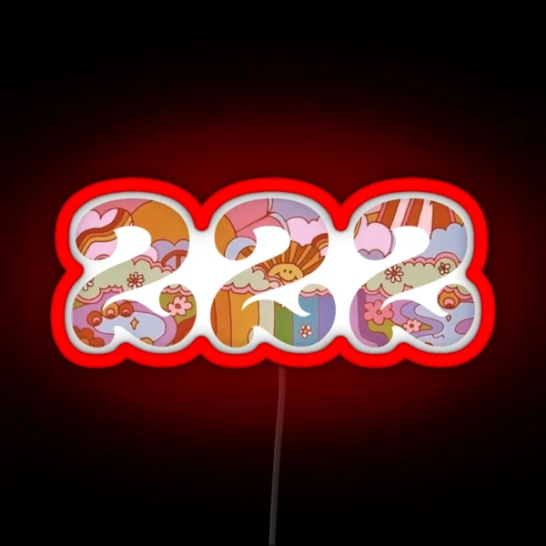 222 Angel Numbers Groovy RGB Neon Sign