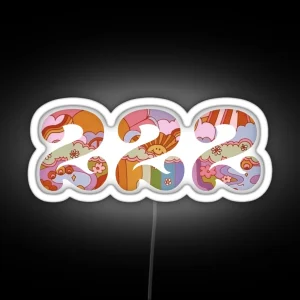 222 Angel Numbers Groovy RGB Neon Sign