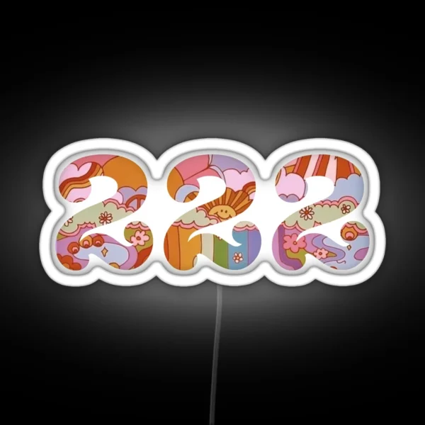 222 Angel Numbers Groovy RGB Neon Sign