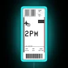 Airline boarding pass check in time display LED neon sign.