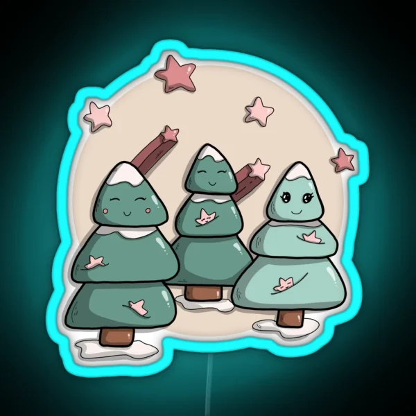 3 Christmas Trees RGB Neon Sign