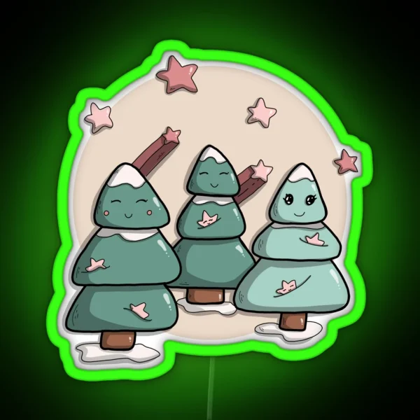 3 Christmas Trees RGB Neon Sign