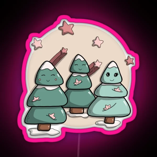 3 Christmas Trees RGB Neon Sign