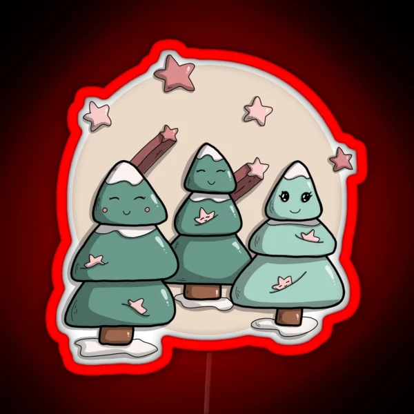 3 Christmas Trees RGB Neon Sign