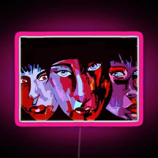 3 Faces Japanese Abstract Art RGB Neon Sign