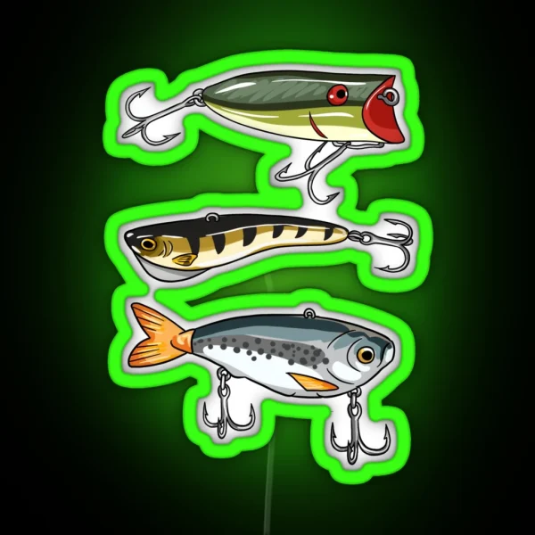 3 Fishing Lures RGB Neon Sign