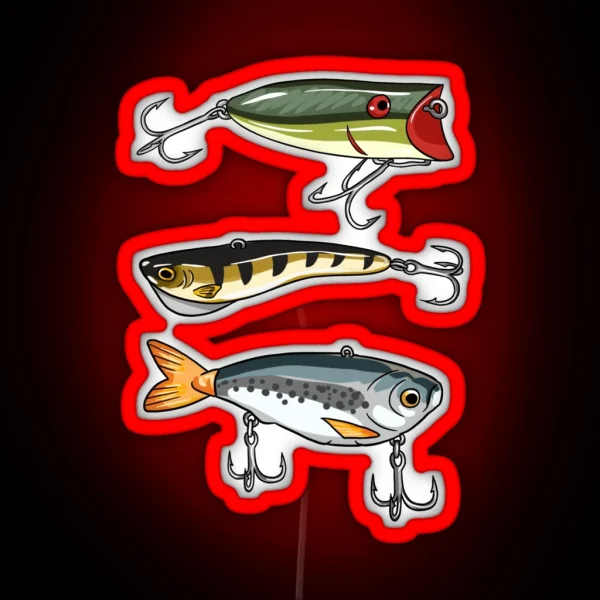 3 Fishing Lures RGB Neon Sign