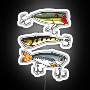 3 Fishing Lures RGB Neon Sign