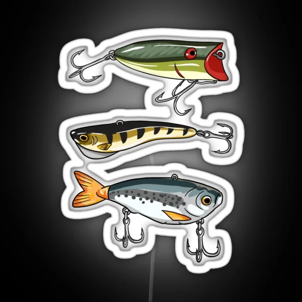 3 Fishing Lures RGB Neon Sign