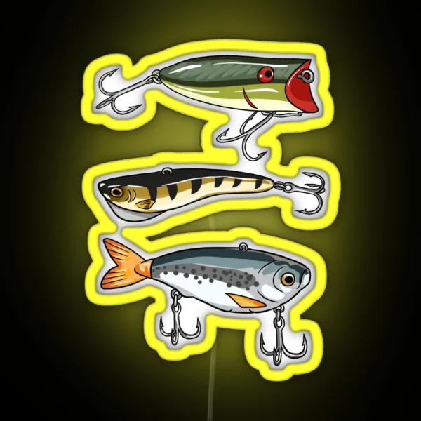 3 Fishing Lures RGB Neon Sign