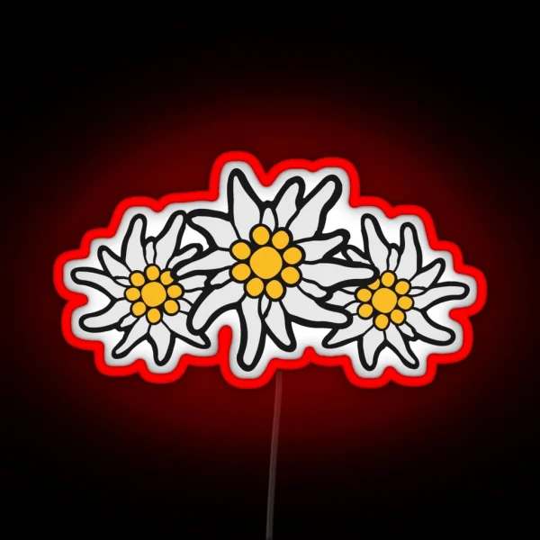 3 Flowers Pattern Nature Flower Edelweiss Mountains Alps Bavaria Oktoberfest Fun Beer Drinking Symbol Germany Germany RGB Neon Sign