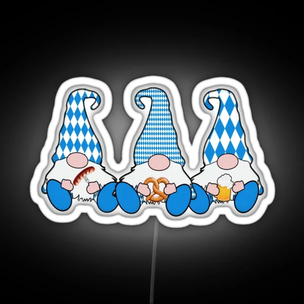 3 Octoberfest Gnomes Bavarian Flag German Gnomes RGB Neon Sign