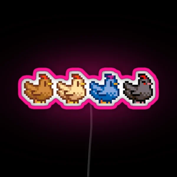 4 Chickens Stardew Valley RGB Neon Sign