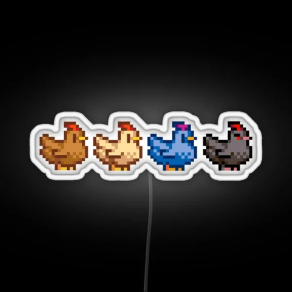 4 Chickens Stardew Valley RGB Neon Sign